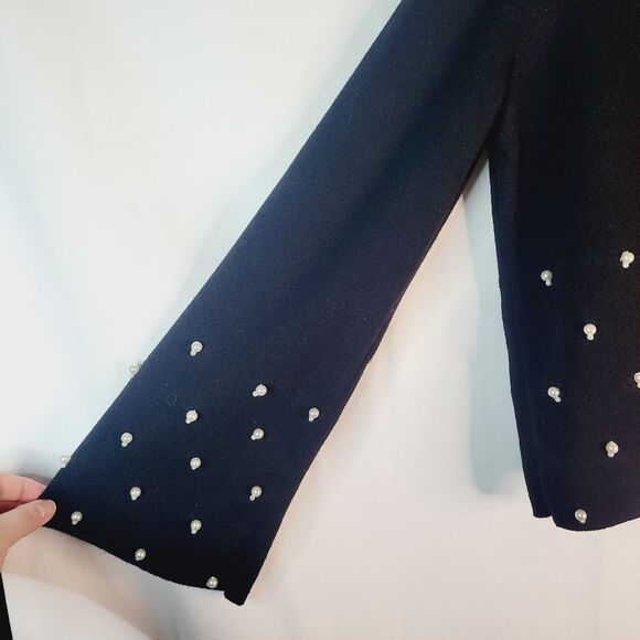 H&M Elegant Black Flare Sleeve Sweater with Pearl Accents - Picture 4 of 10